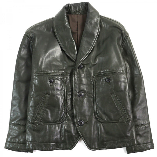 ISSEY MIYAKE leather jacket OCL22001 Outer: Sheepskin, Lining: 100% Cupra Dark green mens M Used Authentic