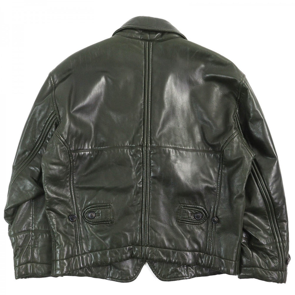 ISSEY MIYAKE leather jacket OCL22001 Outer: Sheepskin, Lining: 100% Cupra Dark green mens M Used Authentic