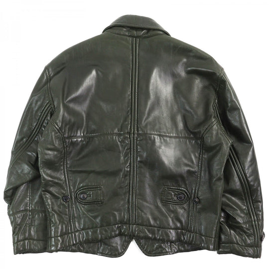 ISSEY MIYAKE leather jacket OCL22001 Outer: Sheepskin, Lining: 100% Cupra Dark green mens M Used Authentic