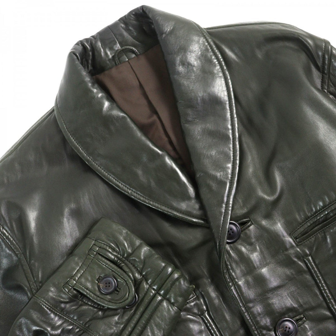 ISSEY MIYAKE leather jacket OCL22001 Outer: Sheepskin, Lining: 100% Cupra Dark green mens M Used Authentic