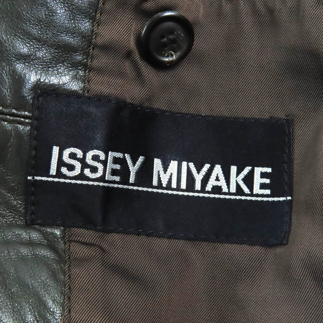 ISSEY MIYAKE leather jacket OCL22001 Outer: Sheepskin, Lining: 100% Cupra Dark green mens M Used Authentic