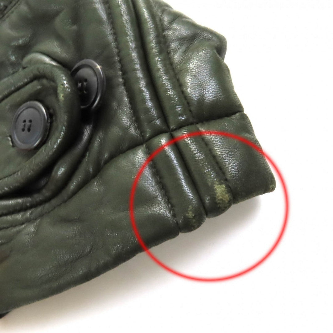 ISSEY MIYAKE leather jacket OCL22001 Outer: Sheepskin, Lining: 100% Cupra Dark green mens M Used Authentic