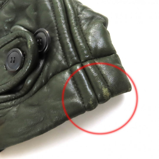 ISSEY MIYAKE leather jacket OCL22001 Outer: Sheepskin, Lining: 100% Cupra Dark green mens M Used Authentic