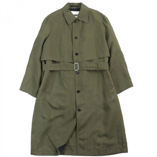 JIL SANDER Stainless collar coat JSMU470119 Outer: 67% rayon, Outer: 33% silk, Lining: 100% cotton, Sleeve lining: 100% cupra khaki mens 48 Used Authentic