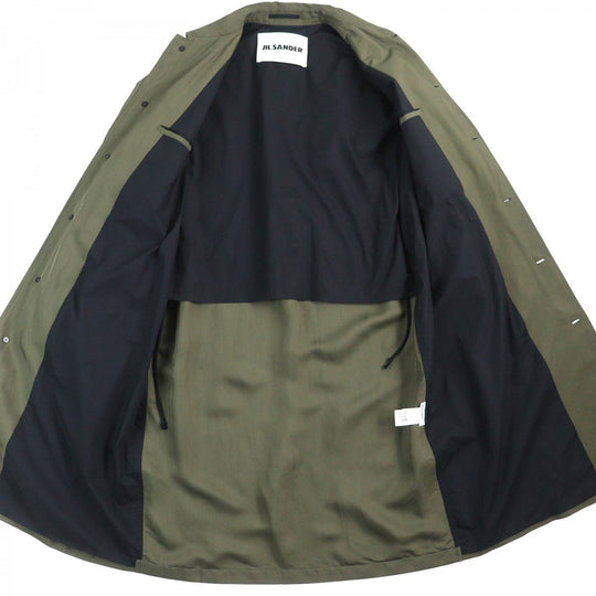 JIL SANDER Stainless collar coat JSMU470119 Outer: 67% rayon, Outer: 33% silk, Lining: 100% cotton, Sleeve lining: 100% cupra khaki mens 48 Used Authentic