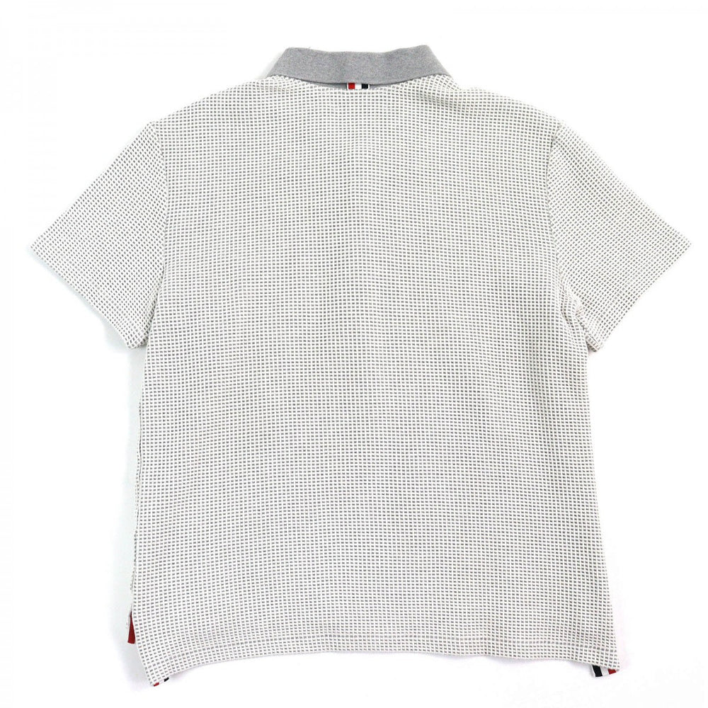 THOM BROWNE Short sleeve polo shirt MJP417A cotton Gray White type 1