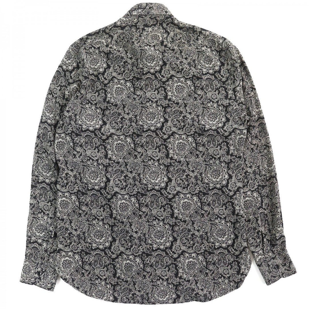 SAINT LAURENT PARIS Long sleeve shirt 515299 Main: 100% silk Black White mens 37 Used Authentic