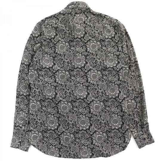 SAINT LAURENT PARIS Long sleeve shirt 515299 Main: 100% silk Black White mens 37 Used Authentic