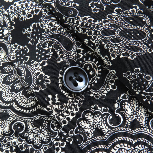 SAINT LAURENT PARIS Long sleeve shirt 515299 Main: 100% silk Black White mens 37 Used Authentic