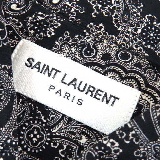 SAINT LAURENT PARIS Long sleeve shirt 515299 Main: 100% silk Black White mens 37 Used Authentic