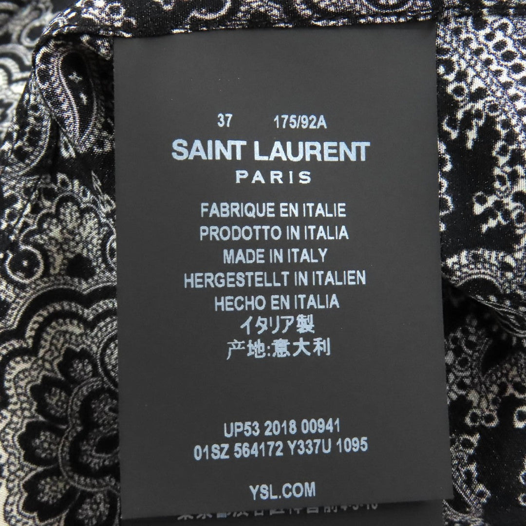 SAINT LAURENT PARIS Long sleeve shirt 515299 Main: 100% silk Black White mens 37 Used Authentic