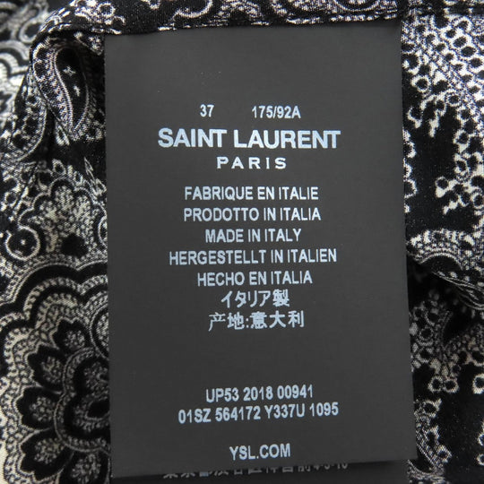 SAINT LAURENT PARIS Long sleeve shirt 515299 Main: 100% silk Black White mens 37 Used Authentic