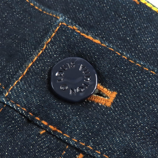 LOUIS VUITTON Denim pants HID70W Outer: 98% cotton, Outer: 2% polyurethane, Lining: 100% cotton, Leather part: cowhide Indigo blue mens 28 Used Authentic