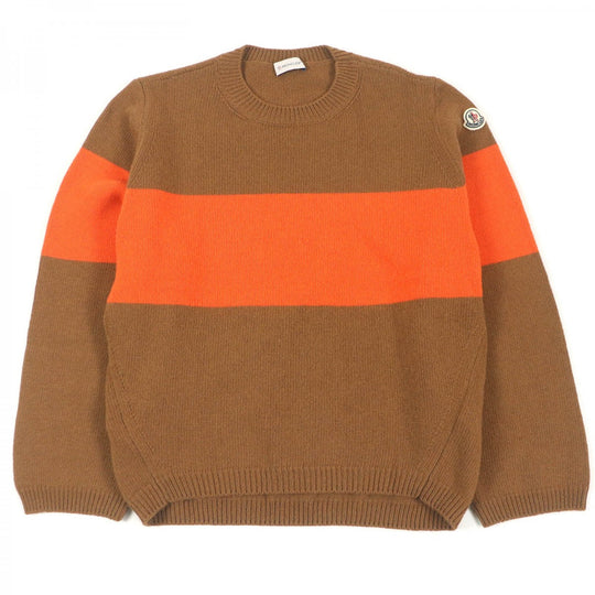 MONCLER knit Main: 100% virgin wool Brown orange GIROCOLLO TRICOT mens M Used Authentic