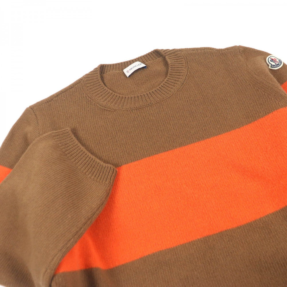 MONCLER knit Main: 100% virgin wool Brown orange GIROCOLLO TRICOT mens M Used Authentic