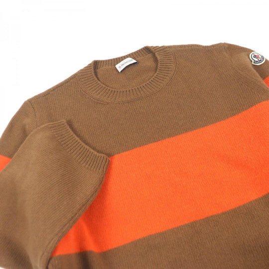 MONCLER knit Main: 100% virgin wool Brown orange GIROCOLLO TRICOT mens M Used Authentic