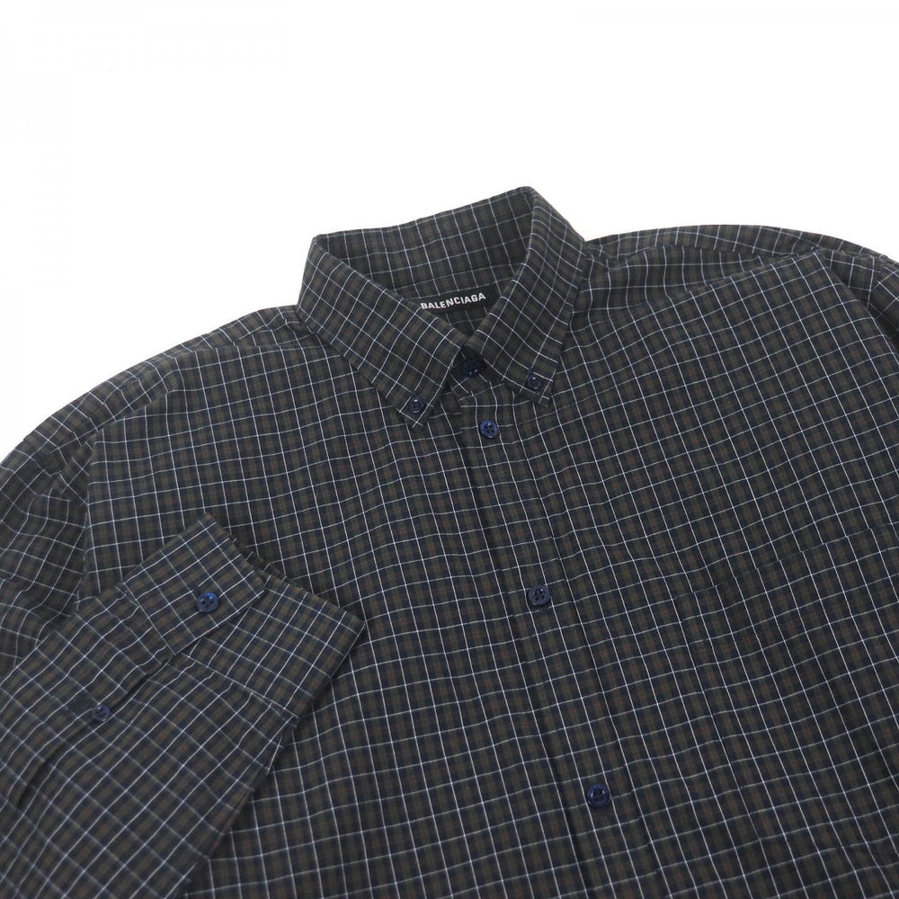 BALENCIAGA Long sleeve shirt 556878 Main: 100% cotton charcoal mens 39 Used Authentic