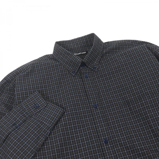 BALENCIAGA Long sleeve shirt 556878 Main: 100% cotton charcoal mens 39 Used Authentic