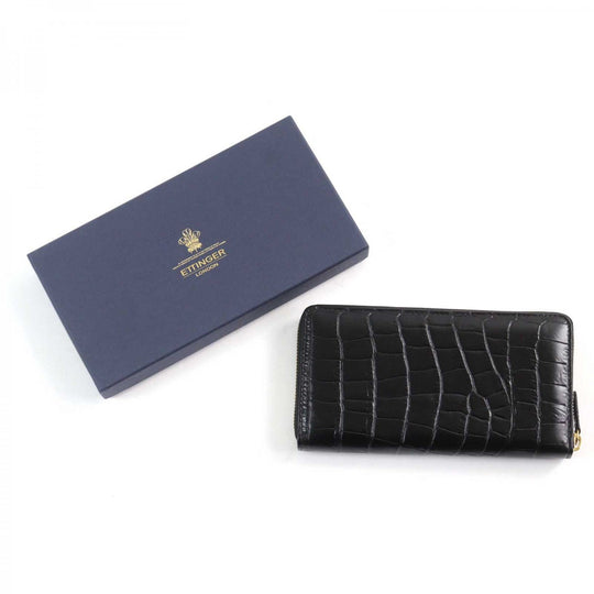 Ettinger Long Wallet Purse CC 2051EJ Main: Leather Black, Ebony mens Used Authentic