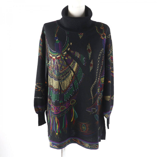 LEONARD FASHION knit Main: 100% wool black Women M Used Authentic