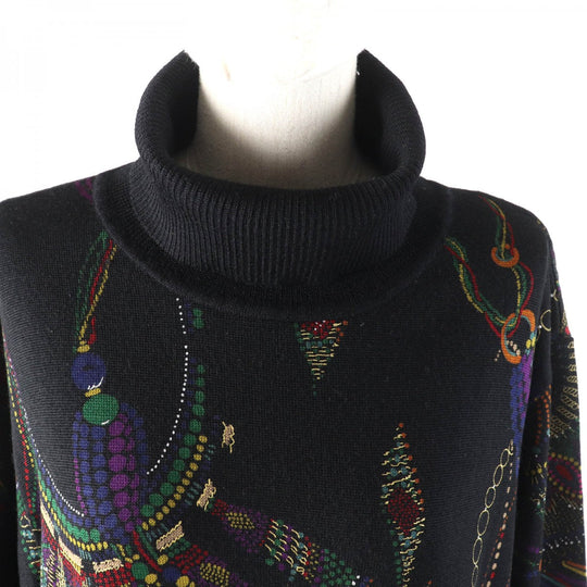 LEONARD FASHION knit Main: 100% wool black Women M Used Authentic