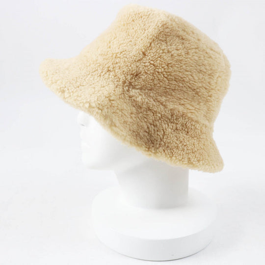 HERMES hat Main: Sheepskin, Leather part: Cowhide, Lining: 56% cotton, Lining: 44% rayon, Lining: 65% rayon beige Fove Women 57 Used Authentic