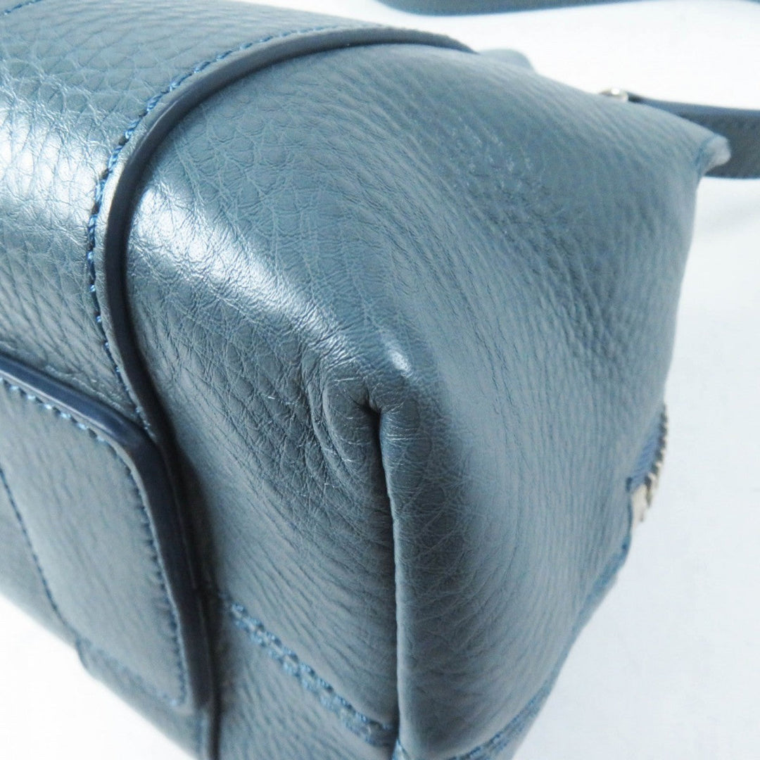 HIROFU Shoulder Bag 15906L Main: Leather blue Rampo S Women Used Authentic