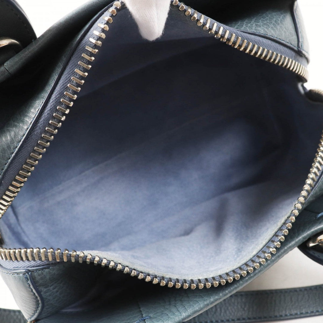 HIROFU Shoulder Bag 15906L Main: Leather blue Rampo S Women Used Authentic