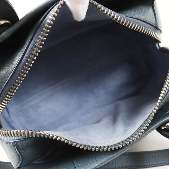HIROFU Shoulder Bag 15906L Main: Leather blue Rampo S Women Used Authentic
