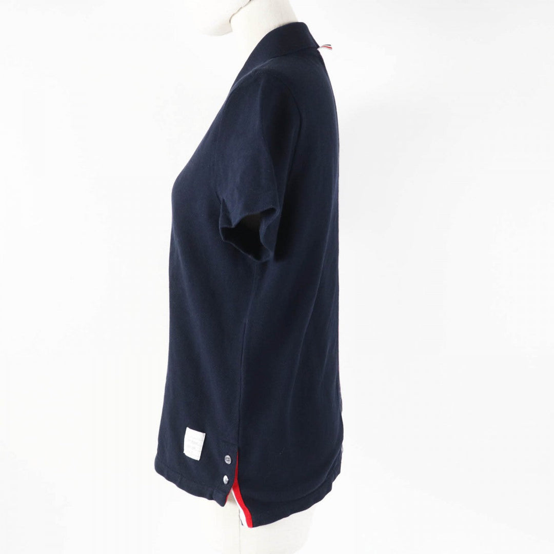 THOM BROWNE Short sleeve polo shirt MJP042A Main: 100% cotton Dark navy Women Used Authentic