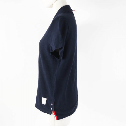 THOM BROWNE Short sleeve polo shirt MJP042A Main: 100% cotton Dark navy Women Used Authentic