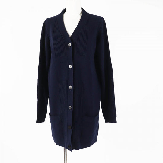 HERMES cardigan Main: 100% cashmere Dark navy Women 38 Used Authentic