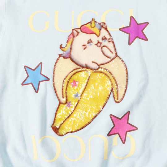 GUCCI sweat 617964 Main: 100% cotton, part: 75% silk, part: 25% polyester, part: sequins, part: glass light blue multi Women S Used Authentic