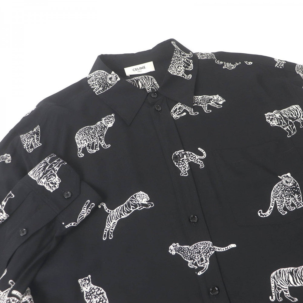 CELINE Long sleeve shirt 2C718362Q Main: 100% rayon black mens 37 Used Authentic