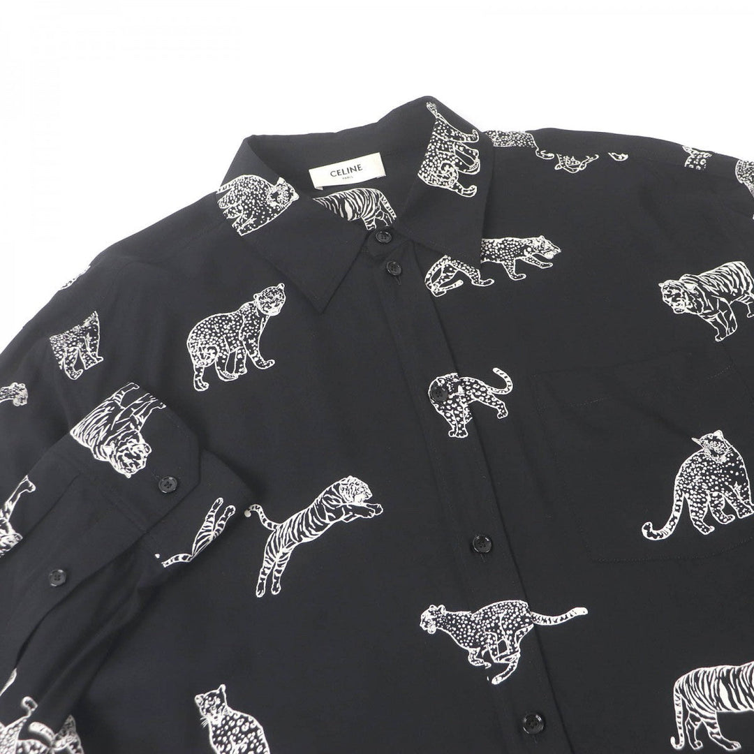 CELINE Long sleeve shirt 2C718362Q Main: 100% rayon black mens 37 Used Authentic