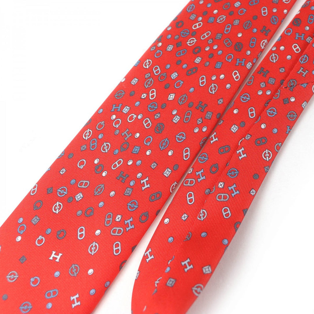 HERMES tie 6312PA silk Rouge Gris Lily Shuffle