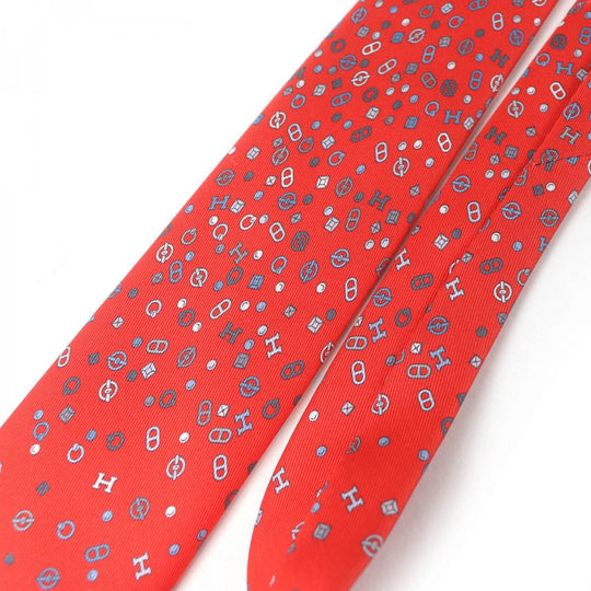 HERMES tie 6312PA silk Rouge Gris Lily Shuffle