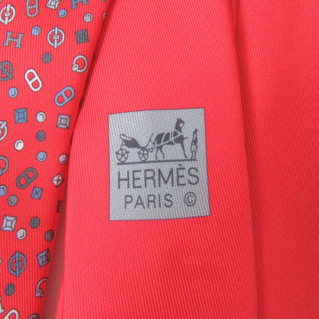 HERMES tie 6312PA silk Rouge Gris Lily Shuffle