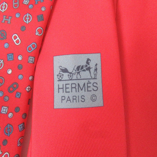 HERMES tie 6312PA silk Rouge Gris Lily Shuffle