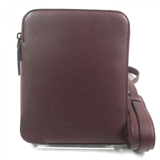 John Lobb Shoulder Bag Main: Grained calf leather Bordeaux mens Used Authentic