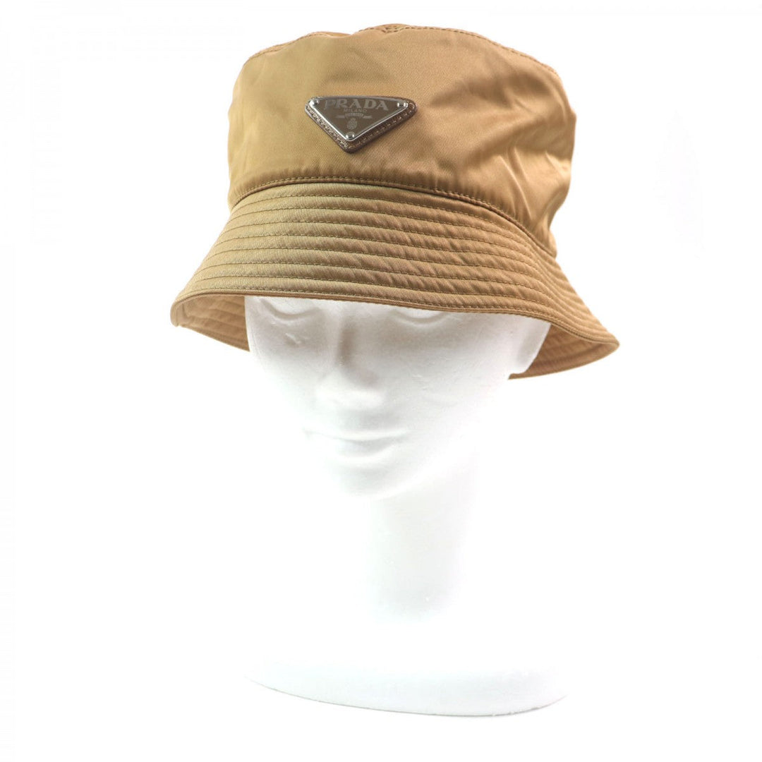 PRADA hat 2HC137 Outer: 100% polyamide (nylon), Lining: 100% cotton, Leather part: Cowhide Brown mens XL Used Authentic