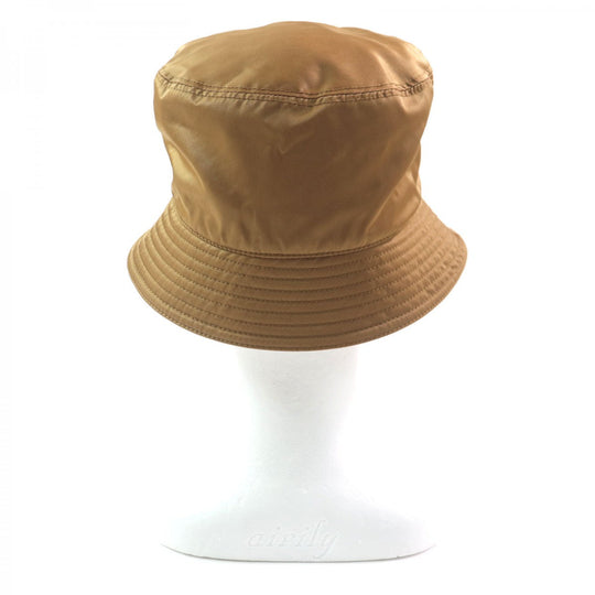 PRADA hat 2HC137 Outer: 100% polyamide (nylon), Lining: 100% cotton, Leather part: Cowhide Brown mens XL Used Authentic
