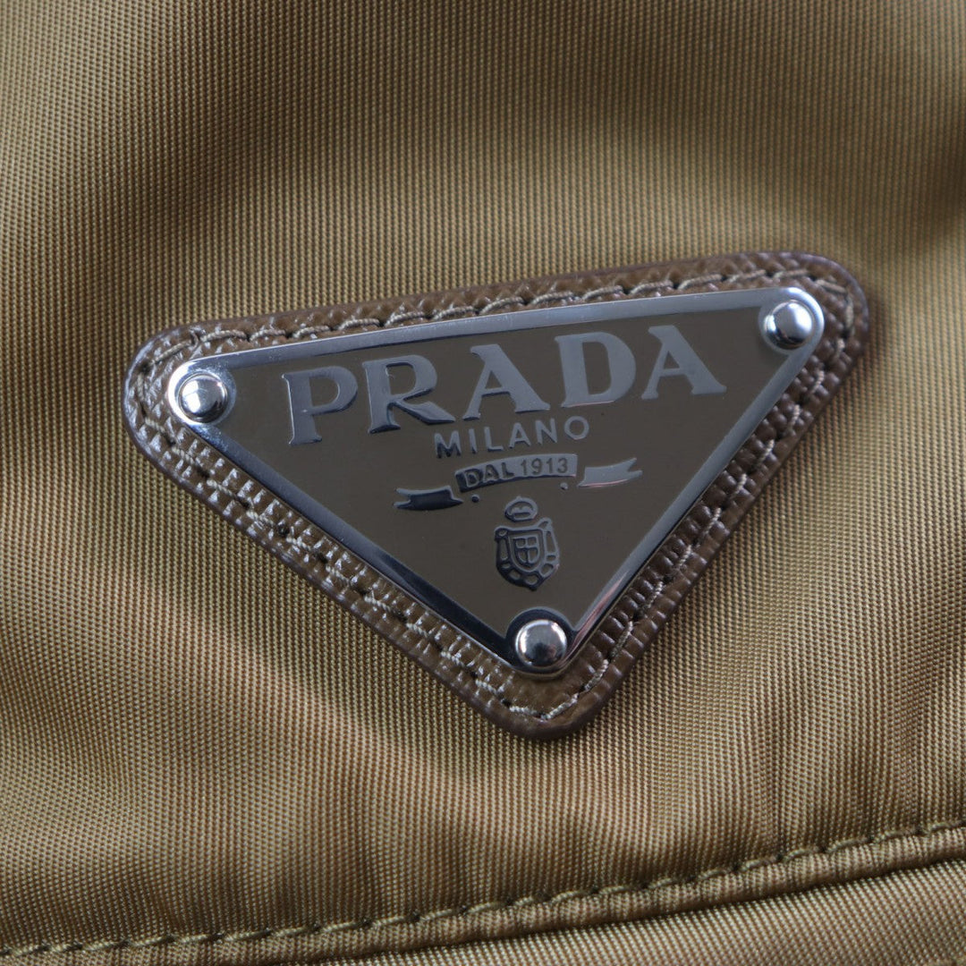 PRADA hat 2HC137 Outer: 100% polyamide (nylon), Lining: 100% cotton, Leather part: Cowhide Brown mens XL Used Authentic