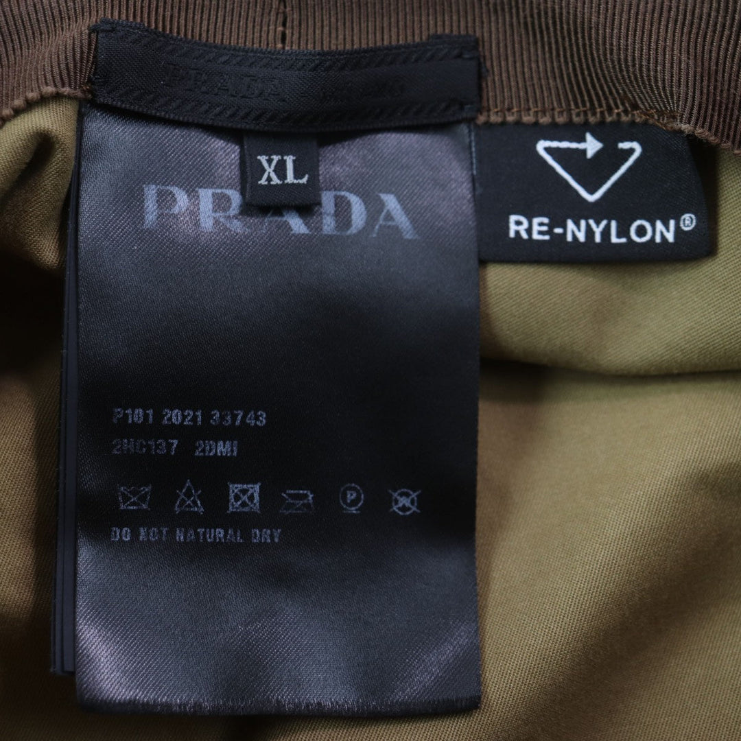 PRADA hat 2HC137 Outer: 100% polyamide (nylon), Lining: 100% cotton, Leather part: Cowhide Brown mens XL Used Authentic