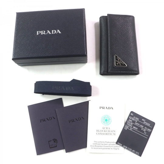 PRADA Key case Key holder  2PG222 Main: Saffiano leather black mens Used Authentic