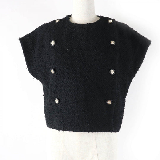 CHANEL Jacket P70609V61941 Main: 44% cotton, Main: 32% polyamide (nylon), Main: 13% silk, Main: 11% polyester, Lining: 100% silk black Women 34 Used Authentic