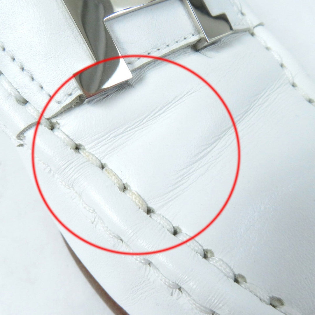HERMES loafers leather white Moccasin Paris Constance 35