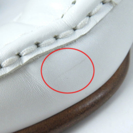 HERMES loafers leather white Moccasin Paris Constance 35