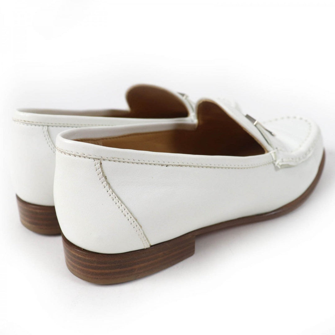 HERMES loafers leather white Moccasin Paris Constance 35