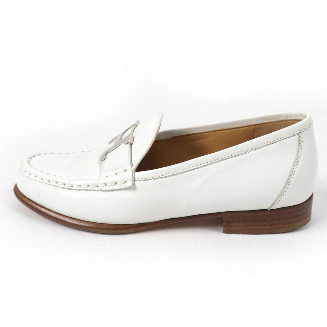 HERMES loafers leather white Moccasin Paris Constance 35